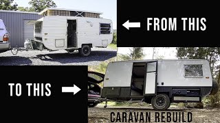 CRAZY Transformation Caravan Rebuild  Replacing the exterior totally changed this old caravan [upl. by Nesahc]