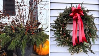 Creating Winter amp Holiday Containers amp A Wreath From 100 Foraged Material [upl. by Adham]