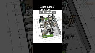 Denah rumah minimalis 9x12 3 kamar ada mushola [upl. by Idolem]