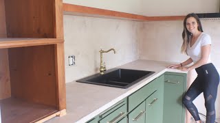 DIY Concrete Countertop amp Concrete Backsplash Colored Concrete Counter [upl. by Enomas]