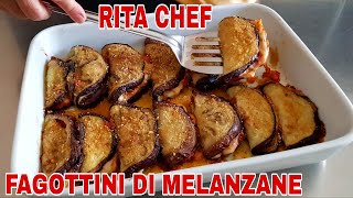 FAGOTTINI DI MELANZANE RIPIENI🍆RITA CHEF  Super golosi [upl. by Trabue]