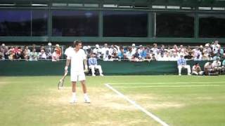 John Isner and Nicolas Mahut warm up before resuming their epic match at Wimbledon [upl. by Ahsilif]