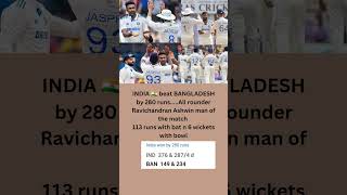 INDIA beat BANGLADESH by 280 runs1st Test [upl. by Adella536]