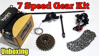 7 Speed Gear Set Unboxing  7 Speed Cycle Gear Kit for any Cycle  Single Speed to Gear Bicycle [upl. by Cesar]