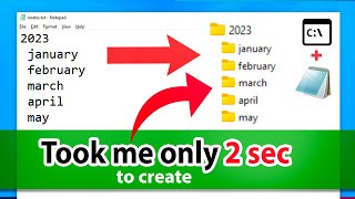 Create multiple folders and subfolders at once on Windows  Notepad  CMD [upl. by Zonnya830]