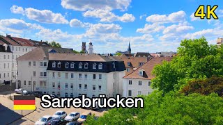 Germany 🇩🇪 Walking tour Sarrebruck City panoramic view City Sounds 4K promenade dans la ville [upl. by Peednus]