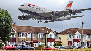 35 BIG PLANE TAKEOFFS and LANDINGS from UP CLOSE  London Heathrow Plane Spotting LHREGLL [upl. by Nymrak]