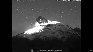 April 12 2023  Explosion  Popocatepetl Volcano Mexico  2321 MDT [upl. by Nandor]