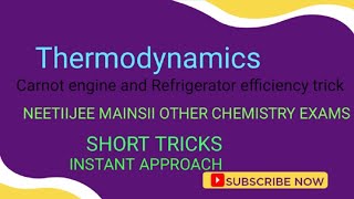 Thermodynamics Carnot engine and Refrigerator efficiency short trick with explaination [upl. by Sekofski570]