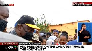 LGE 2021  ANC president Cyril Ramaphosa engages with community members in the North West [upl. by Ikkin]