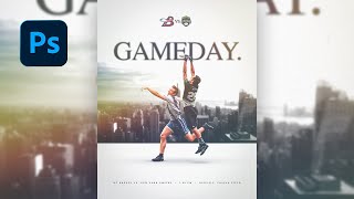 Simple Gameday Sports Graphic Design  StepbyStep Photoshop Tutorial [upl. by Rendrag]