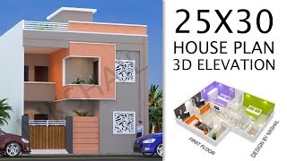 25X30 House plan with 3d elevation by nikshail [upl. by Walcott]