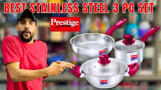 Prestiges Best Stainless Steel Cookware Set In INDIA  Stainless Steel Kadai Fry Pan amp Sauce Pan [upl. by Obbard]