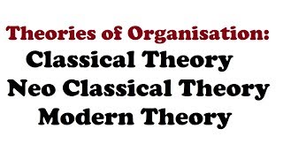 01 What is theory of organisation  Classical theory  Neo classical theory  Modern Theory [upl. by Aldus]