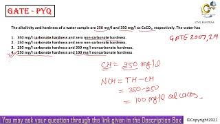 The alkalinity and hardness of a water sample are 250 mgl and 350 mgl as CaCO3 respectively The [upl. by Lazarus]