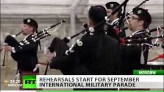 Moscow amp District Pipe Band on Russia Today channel [upl. by Yrreiht]