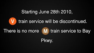 ᴴᴰ MTA Station Announcements V train service will be discontinued [upl. by Noiramed381]