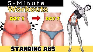 5 Min STANDING ABS Workout ✔ Lose UPPER BELLY and LOWER BELLY Fat in 1 Week [upl. by Allveta]