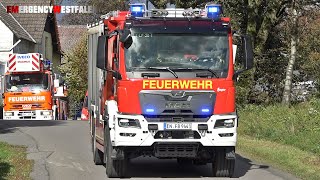 Feuer auf landwirtschaftlichem Anwesen  Einsatzfahrten Feuerwehr Breckerfeld amp RTW DRK Schwelm [upl. by Yeargain273]