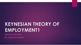 KEYNESIAN THEORY OF EMPLOYMENT 1 MACRO ECONOMICS [upl. by Januarius]