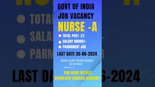 GOVT JOB ALERT Nurse Vacancy in India Apply Now Before Deadline [upl. by Mansfield]