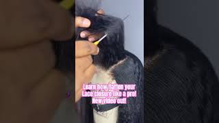 How to flatten your closure yourself laceclosure lacewigs humanhair [upl. by Goddord]