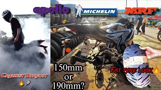 Best 150mm to 200mm Tyre in r15v4  Burnout 🔥 Tyer in cheap price [upl. by Ecniuq]