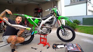 BUYING THE MOST EXPENSIVE EXHAUST FOR MY 2022 KX450F   BRAAP VLOGS [upl. by Tnafni505]