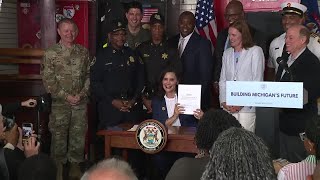 Gov Gretchen Whitmer signs bipartisan budget for fiscal year 2025 [upl. by Luelle772]