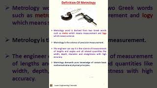 What is Metrology II Metrology 1 [upl. by Meris]