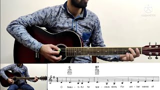 America the beautiful  US Patriotic Song  Tutorial wsheetPlay Along Music AcousticGuitarCover [upl. by Nylorac]