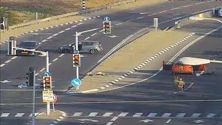 Ambush at intersection near Sderot during Hamas attack in Israel  Traffic cam video [upl. by Nivlen]