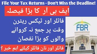 E filing of Tax Returns 20232024 FBR news for filers and non filersFBR [upl. by Ehttam535]