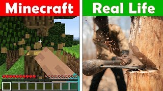 PUNCHING TREES IN REAL LIFE Minecraft vs Real Life animation [upl. by Odama557]