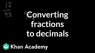 Converting fractions to decimals  Decimals  PreAlgebra  Khan Academy [upl. by Morten]