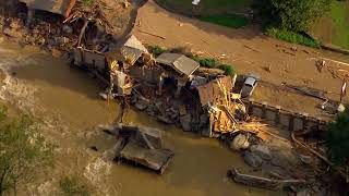 North Carolina storm damage aerials Chimney Rock [upl. by Anirehtac]