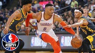 Russell Westbrook Paul George fuel Thunder win vs Warriors  NBA Highlights [upl. by Cornel853]