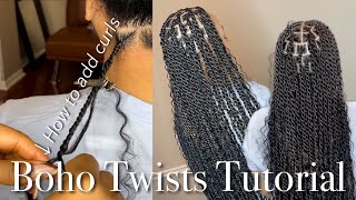 How To Do Boho Island Twists  How To Add Curls  What Braiding Hair To Use [upl. by Jaeger408]