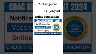 CDAC Bangalore online application 135 post [upl. by Sochor]