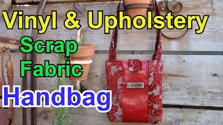 How to sew a two toned scrap fabric vinyl upholstery bag with a welt pocket and front flap closure [upl. by Eseilana]