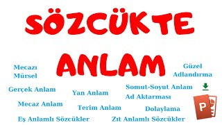 SÖZCÜKTE ANLAM  Örneklerle Konu Anlatımı [upl. by Pollerd880]