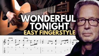 Wonderful Tonight Easy Fingerstyle Tab For Beginners [upl. by Eidissac]