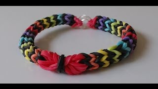 How to make a beautiful rainbow rubber band bracelet using just 2 forks quick n easy [upl. by Meenen472]