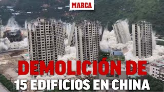 Espectacular demolición sincronizada de 15 edificios en China I MARCA [upl. by Naujid515]