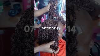 kinkybraid at zippie hair salon Kenyatta market [upl. by Hanid]