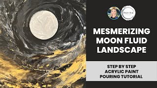 Creating a Mesmerizing Moonscape Painting 🌕 Acrylic Paint Pouring Landscape Art Tutorial [upl. by Ataymik]