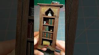 DIY Miniature Wooden Bookcase diy mini craft [upl. by Lerat496]