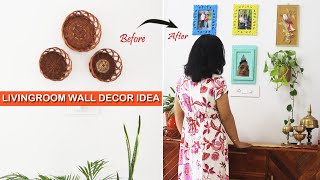 LIVING ROOM DECORATING IDEAS  Budget Room Makeover  How to Decorate a Empty Wall  Wall Decor Idea [upl. by Kimon982]