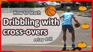 2 How to teach Dribbling with crossovers › Relay drill  Basketball skills in PE [upl. by Cindelyn]