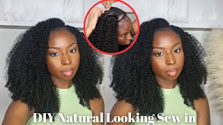 DIY Natural Looking Sew in ft curlsqueen [upl. by Brnaby]